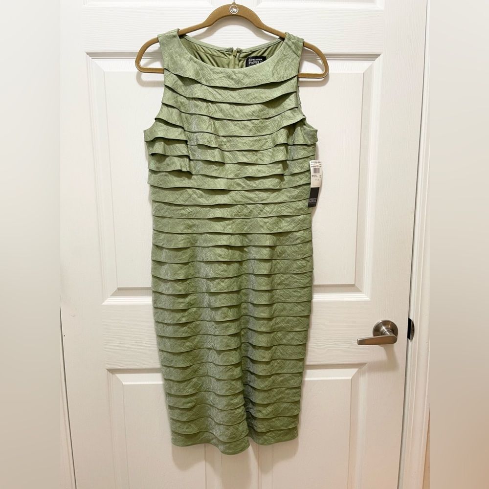 Adrianna Pappel Womens Tiered Cocktail Dress Sleeveless Size 10 Green Jade NWT